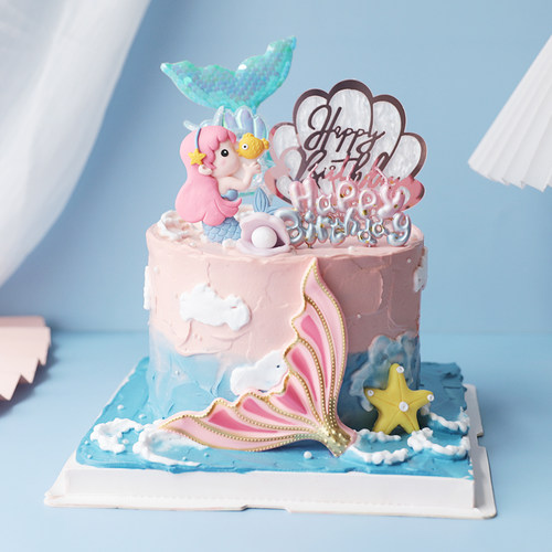 网红美人鱼生日蛋糕装扮