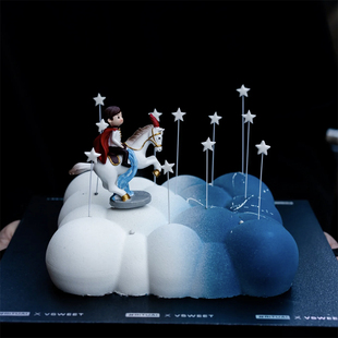 包邮七夕情人节网红烘焙蛋糕装饰摆件白马王子男孩生日星星插件