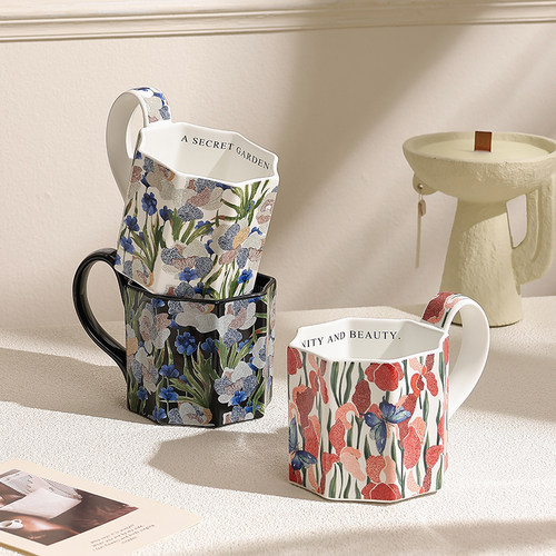 cookzone陶瓷法式八棱设计马克杯