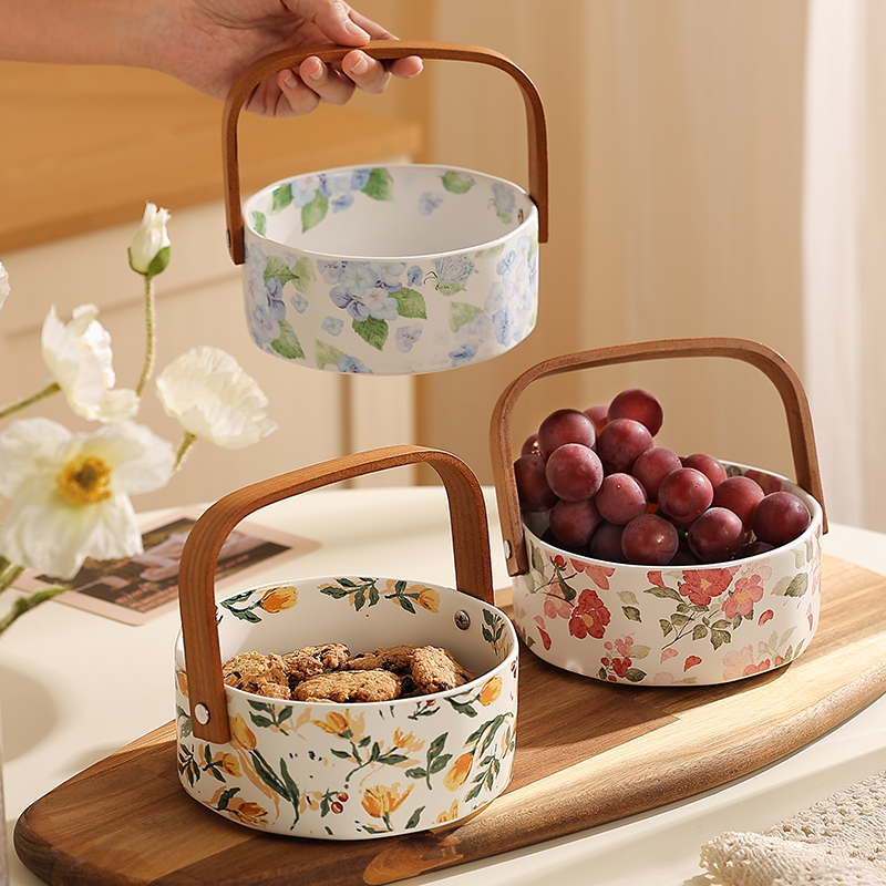 cookzone陶瓷法式花卉果盘