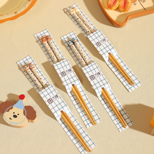 卡通可爱儿童筷子单人装高档家用分人短款实木质筷子家庭专人专用