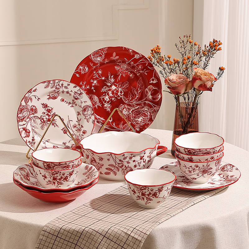 cookzone陶瓷中式复古喜庆餐具