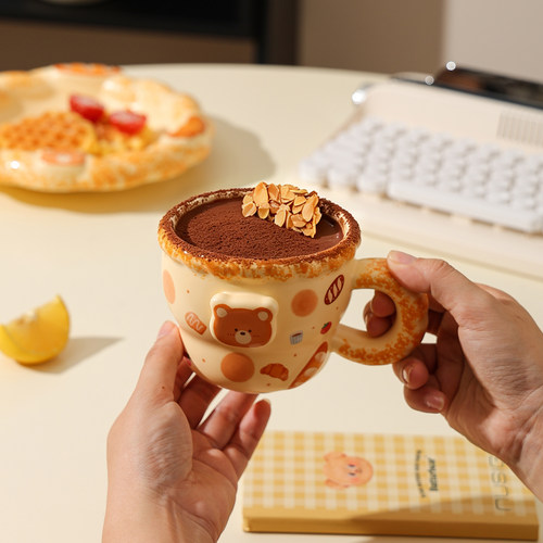 cookzone浮雕小熊杯子家用咖啡杯