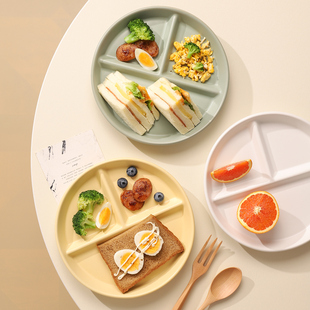 减脂盘子高级感网红ins风分格餐盘大人减肥专用陶瓷三格211早餐盘