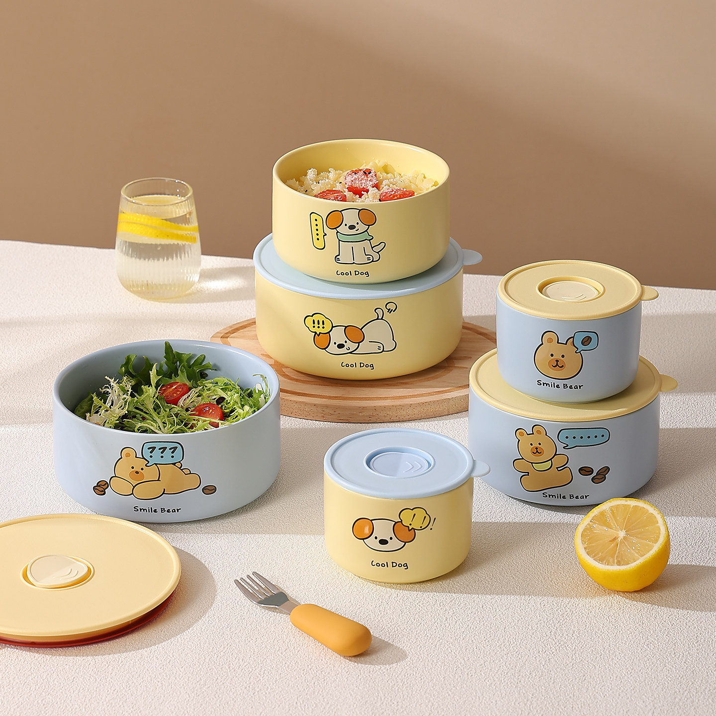 cookzone可爱陶瓷带盖保鲜碗饭盒图片