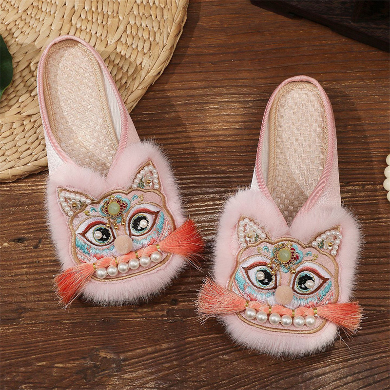 手工复古包头虎头拖鞋大人中式