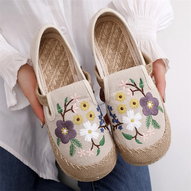 牛筋底民族风古风汉服绣花鞋棉麻