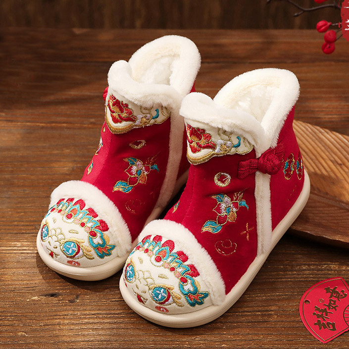 冬季新款汉服棉鞋女童加绒宝宝拜年布鞋软底古风儿童保暖绣花棉靴,童鞋/婴儿鞋/亲子鞋,棉靴,淘宝优惠券,粉丝福利购,淘宝优惠卷