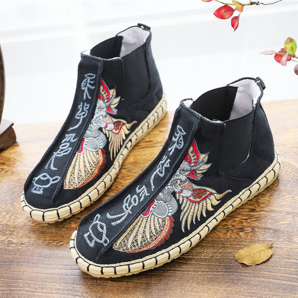 秋冬加绒保暖中国风千层底男棉鞋