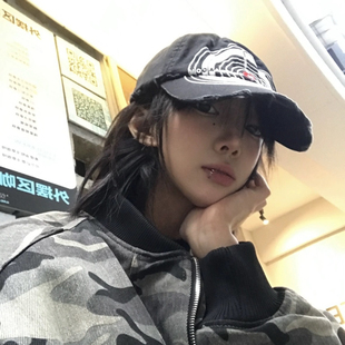 暗黑系街头酷辣破坏靶心棒球帽男女春夏水洗做旧鸭舌帽显脸小y2k