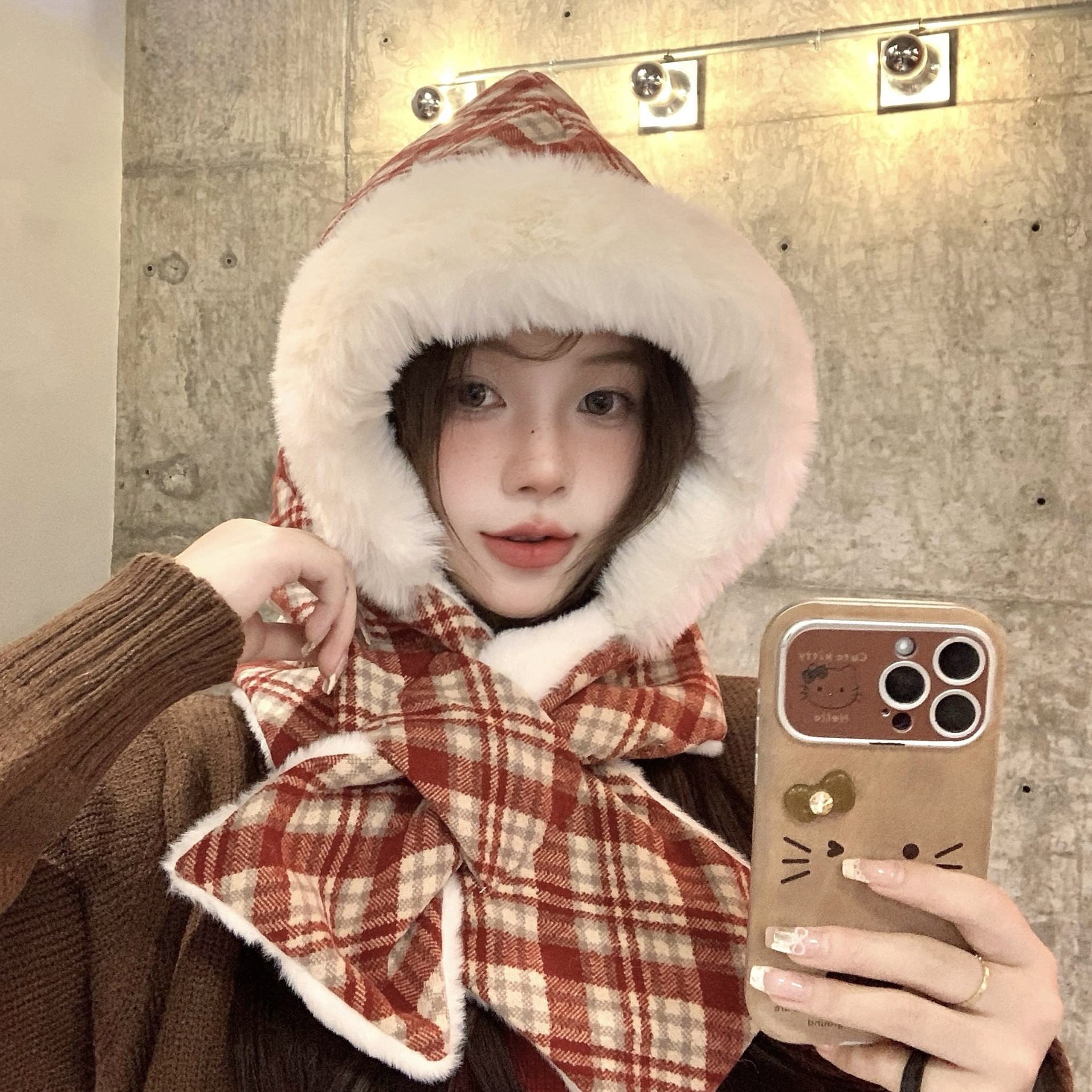 秋冬毛绒护耳雷锋帽子围巾一体女冬季羊羔毛骑车防风加厚保暖围脖,服饰配件/皮带/帽子/围巾,帽子,淘宝优惠券,粉丝福利购,淘宝优惠卷