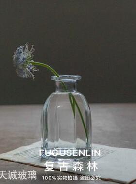 法式复古浮雕玻璃迷你小花瓶ins风透明水培插花花瓶桌面装饰摆件