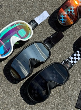 BOLLFO日夜两用摩托车复古风镜哈雷头盔防风镜变色骑行近视护目镜