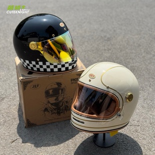 台湾JEF摩托车头盔复古秋冬头盔3C男女踏板机车巡航覆式 全盔 四季