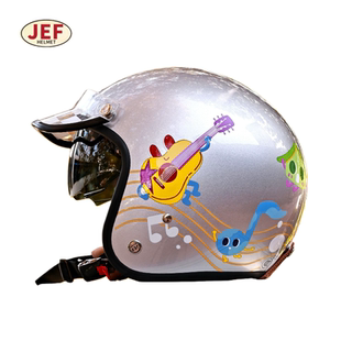 台湾JEF摩托车复古头盔巡航四分之三机车半盔男女踏板车四季 保暖