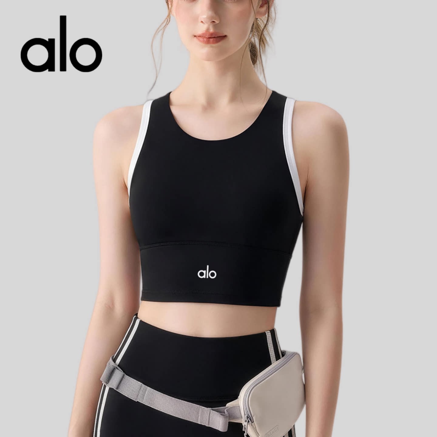 AIo撞色运动内衣女一体式健身上衣普拉提训练瑜伽服背心两件套装