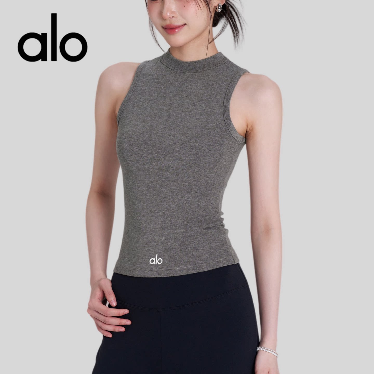 AIo速干无袖健身服女收腰显瘦跑步运动T恤圆领普拉提瑜伽上衣