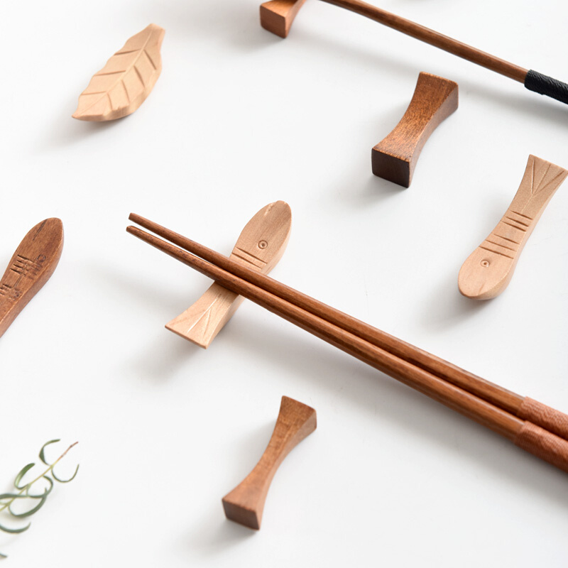 创意筷子架家用筷子托日式原木勺子架餐具架筷子枕筷子垫托筷架