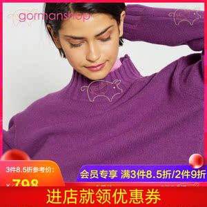 gorman女士2020秋冬新品经百搭宽松紫色半高领羊毛毛衣