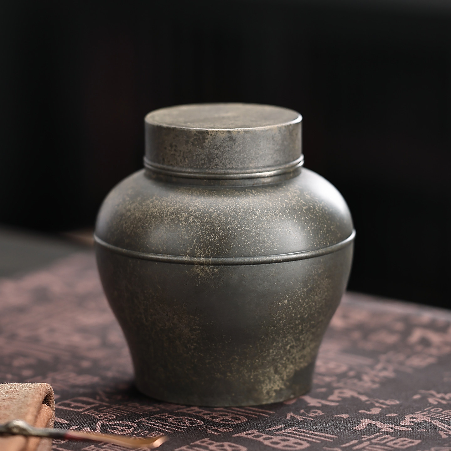 高纯度锡罐复古手工锡制茶叶罐双盖密封通用装茶罐子中国风锡器