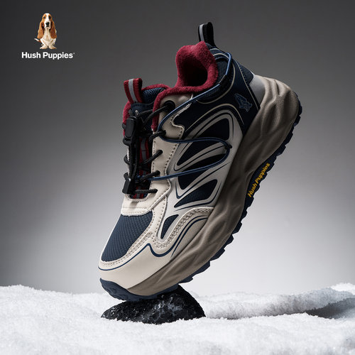 暇步士童鞋儿童棉鞋男童运动鞋加绒保暖冬季蓝色户外休闲跑步鞋子