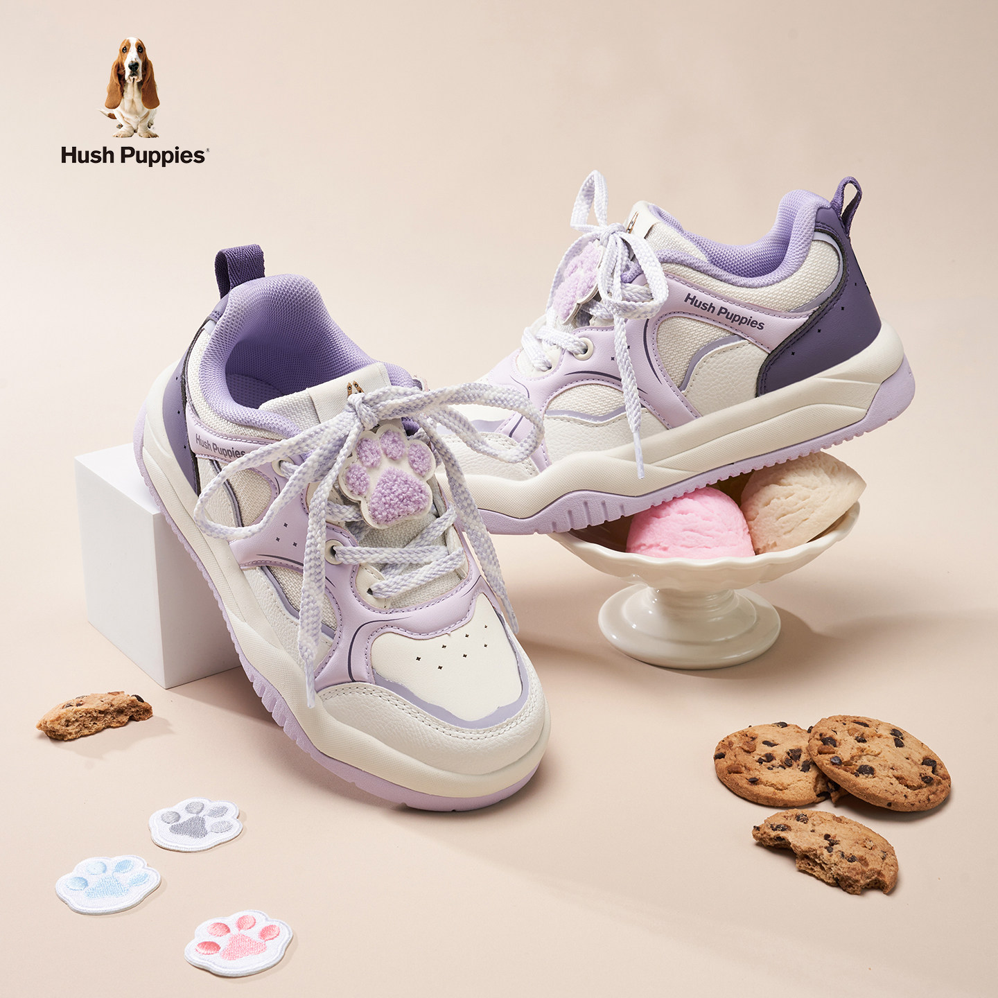 【小爪萌】暇步士童鞋女童板鞋儿童运动鞋紫色中大童跑步休闲鞋子