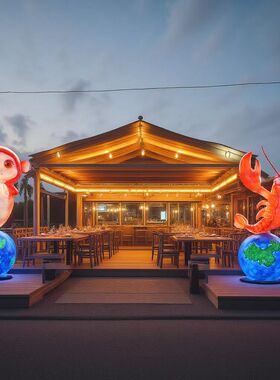 拍照卡通鱼小龙虾玻璃钢雕塑烤鱼店龙虾店大排档门口吸引人大摆件