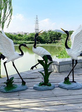 仿真仙鹤摆件户外水池造景装饰