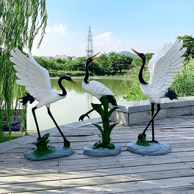仿真仙鹤摆件户外水池造景装饰