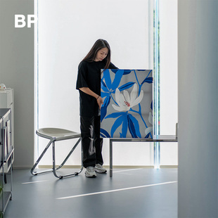 无聊计划 BP 玄关过道挂画卧室现代简约蓝色装饰画花卉小众壁画