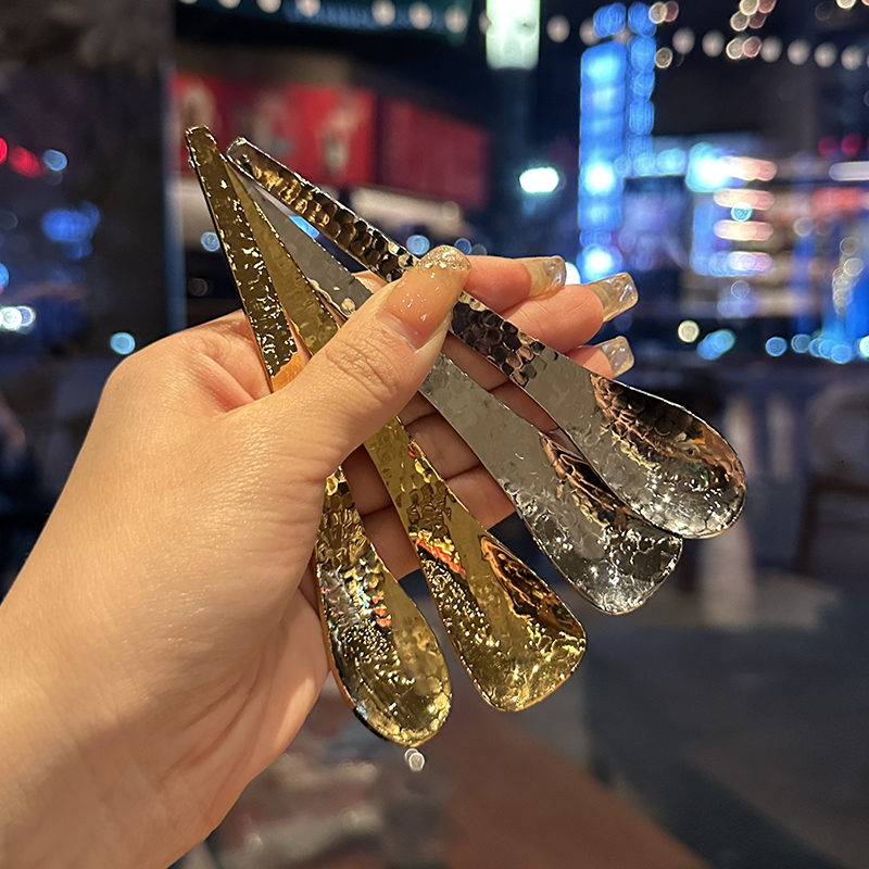 日式304不锈钢锤纹设计咖啡勺