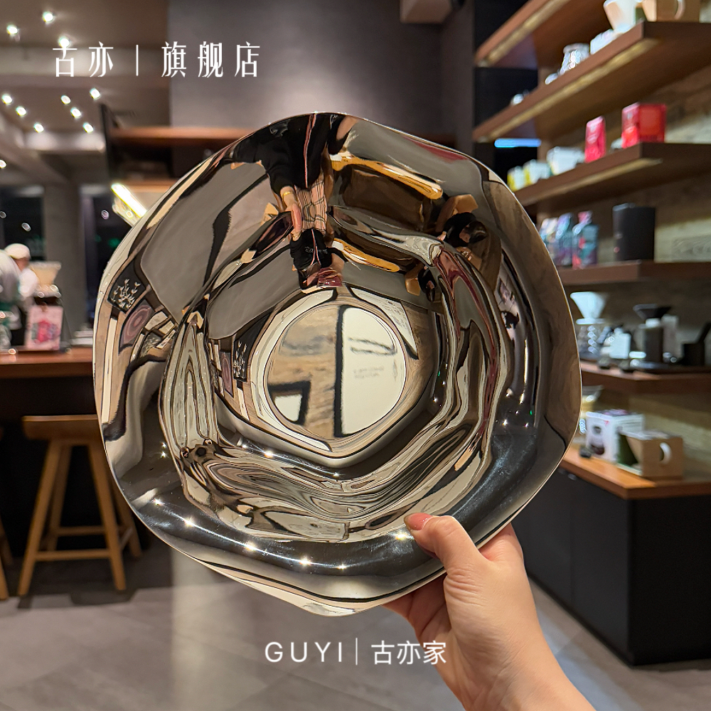 【老板娘自留高颜值】18-10不锈钢六角莲花果篮ins风轻奢果盘点心