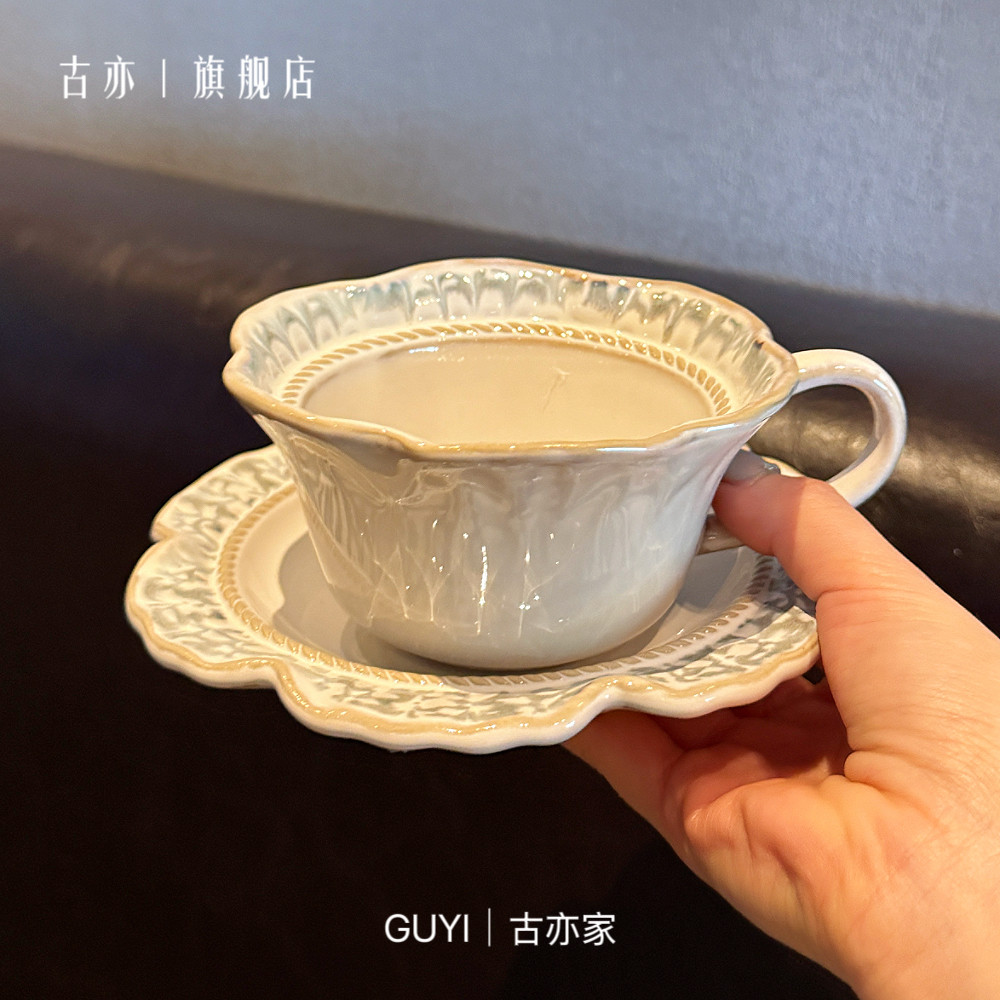 这样的咖啡杯碟没人能拒绝！青黛晴山蓝杯碟套装釉下彩下午茶杯子,餐饮具,咖啡杯,淘宝优惠券,粉丝福利购,淘宝优惠卷
