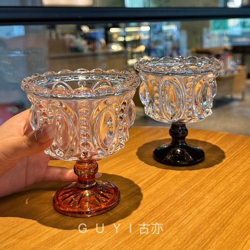 ins风棕色水晶冰淇淋甜品杯