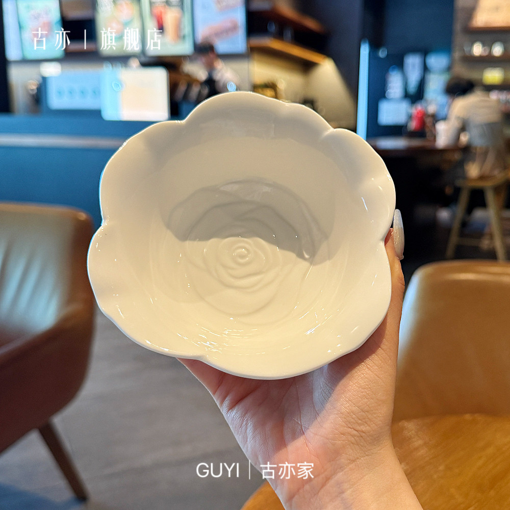 玫瑰花米饭碗～韩式ins风 花瓣碗陶瓷碗米饭碗吃饭碗小汤碗甜品碗图片