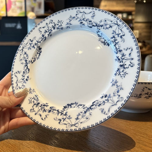 复古法式清新蓝色中古陶瓷盘