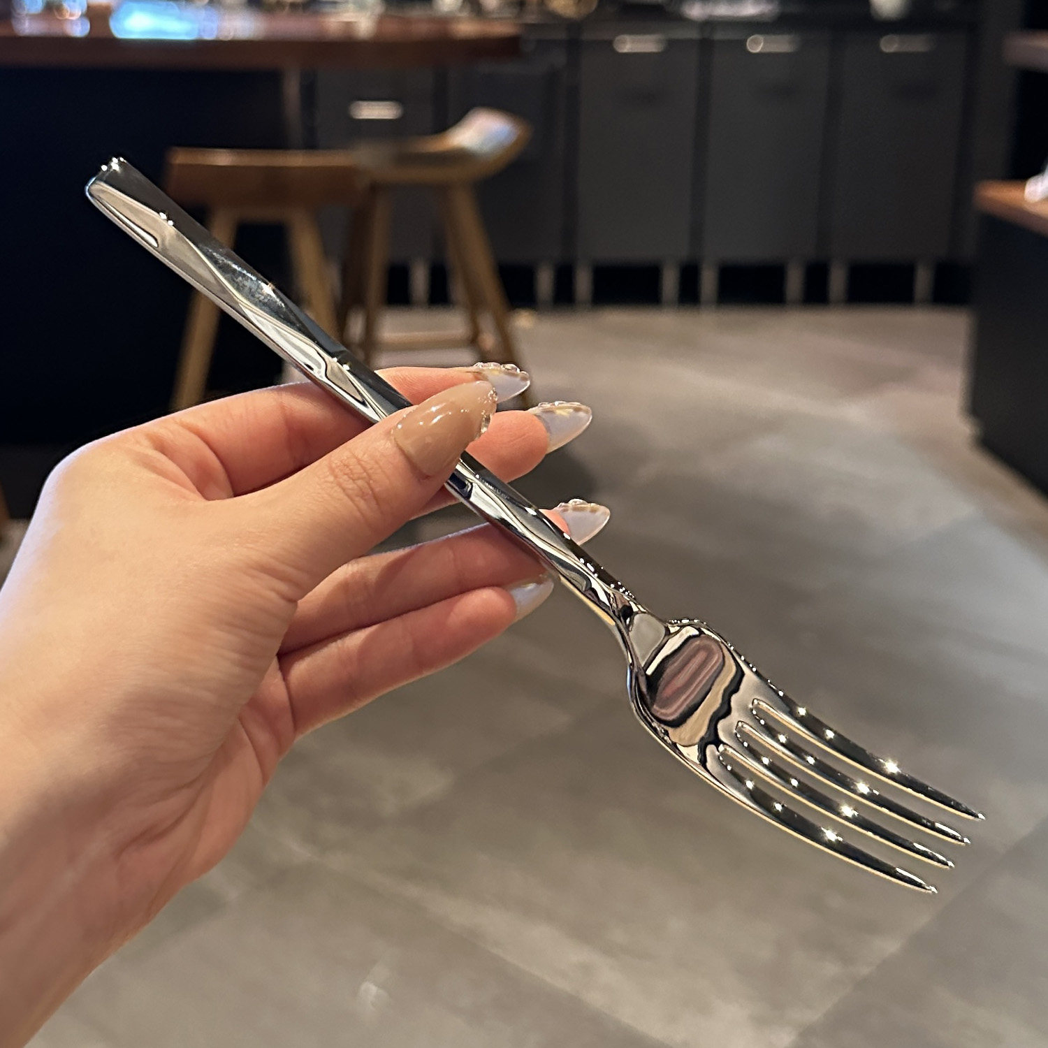 餐具好看~食欲加倍!钻石切割18/10不锈钢主餐叉牛排叉子沙拉叉