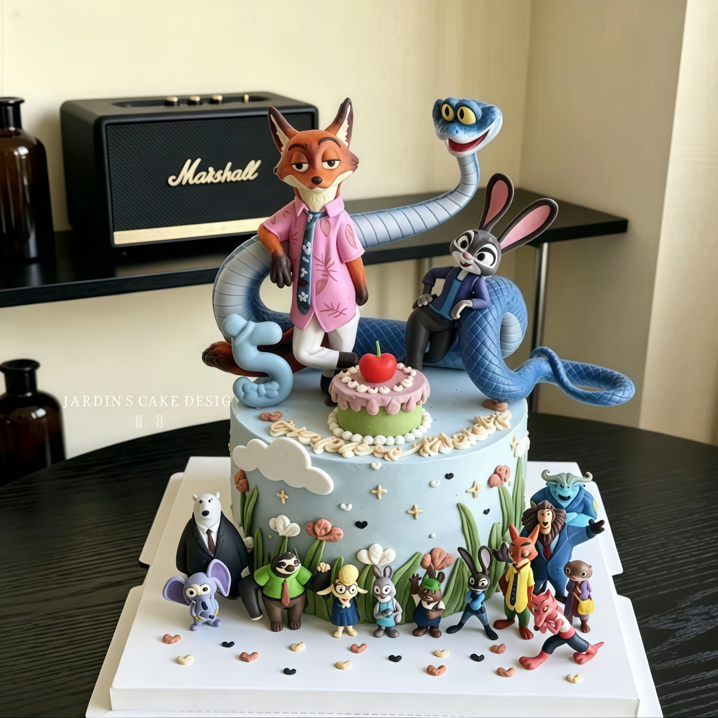 网红疯狂动物城蛋糕装饰摆件兔子朱迪狐狸尼克盖瑞蛇生日派对装扮