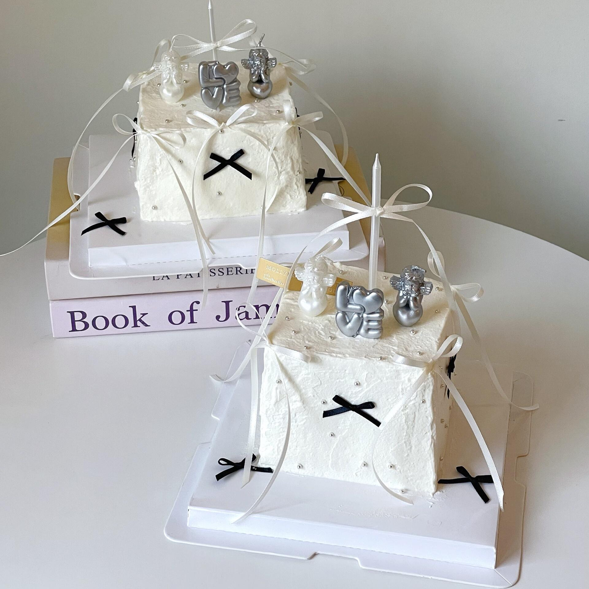 网红韩系银色丘比特小天使蜡烛蛋糕装饰插件love爱心蜡烛装扮配件