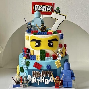 卡通幻影忍者积木人偶蛋糕装饰摆件积木模具儿童生日派对烘焙装扮