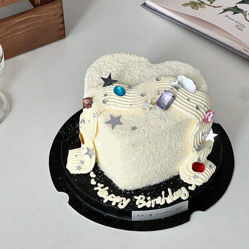 网红简约彩色钻石蛋糕装饰造型水晶宝石闪片星星摆件生日节日装扮