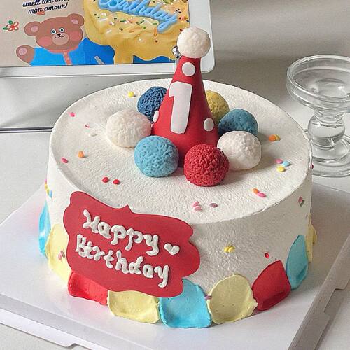 儿童周岁生日帽蛋糕装饰软陶多色小球EVA生日牌生日派对装扮插件