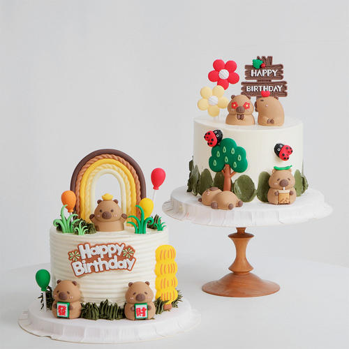 网红新款卡皮蛋糕装饰摆件可爱水豚鼠儿童男孩生日甜品烘焙配件