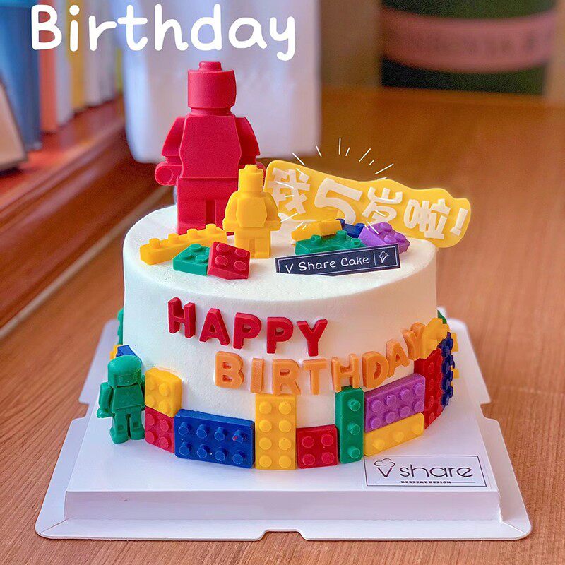 儿童生日蛋糕装饰幻影忍者积木乐高模具男孩生日人物公仔插件插旗