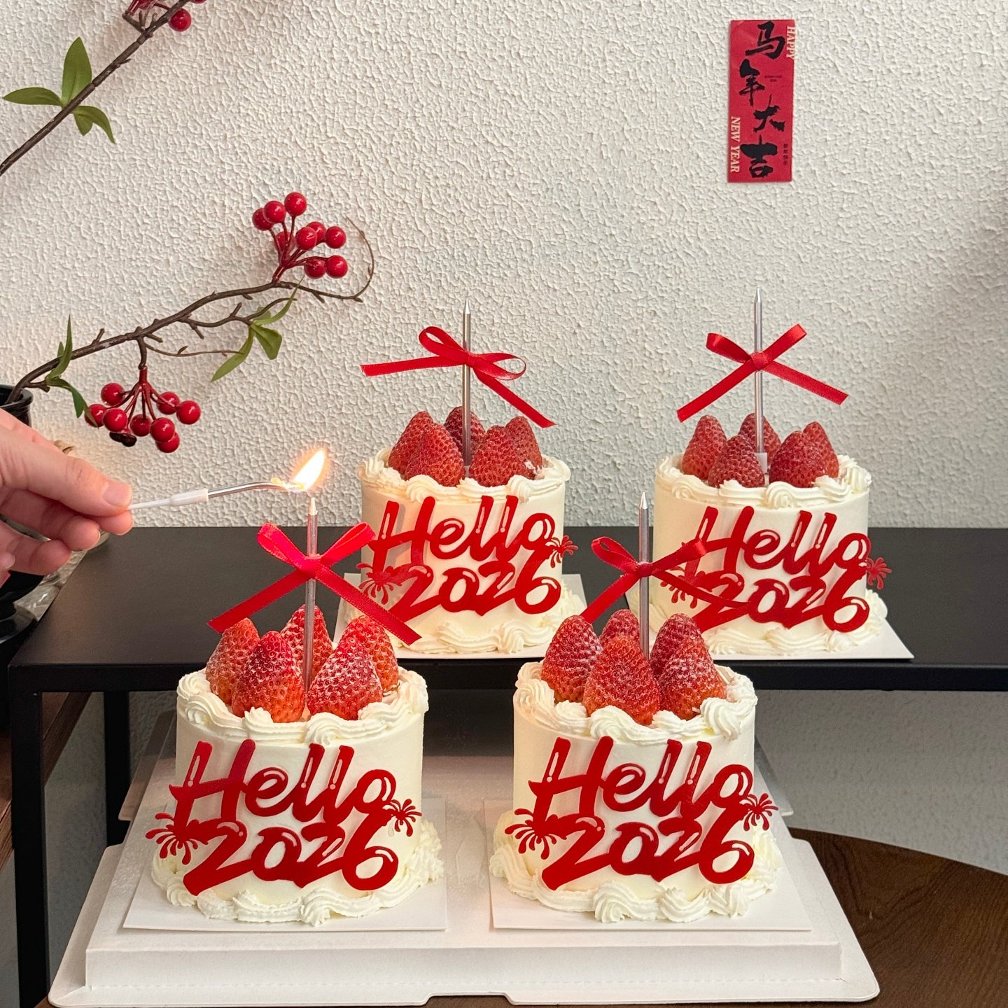 新年蛋糕装饰Hello2026亚克力插件马年元旦春节跨年烘焙装扮插牌