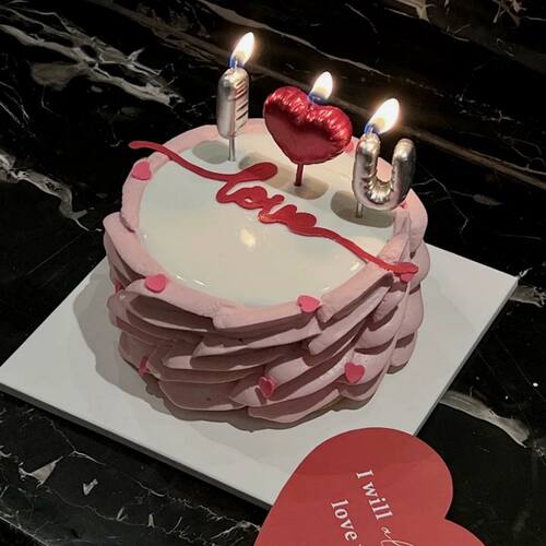 2026情人节love亚克力蛋糕装饰插件520情侣告白爱心蜡烛烘焙装扮