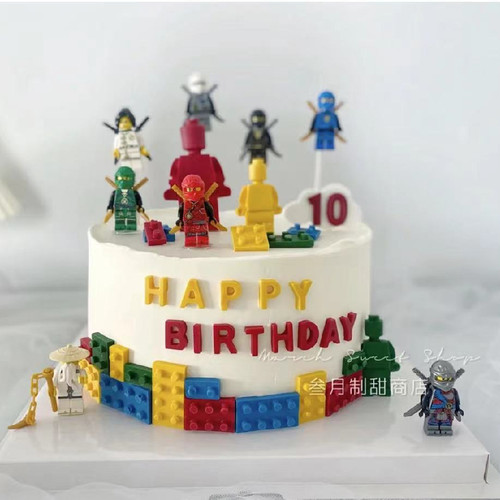 儿童生日蛋糕烘焙装饰幻影忍者乐高公仔人偶积木模具摆件插牌装扮