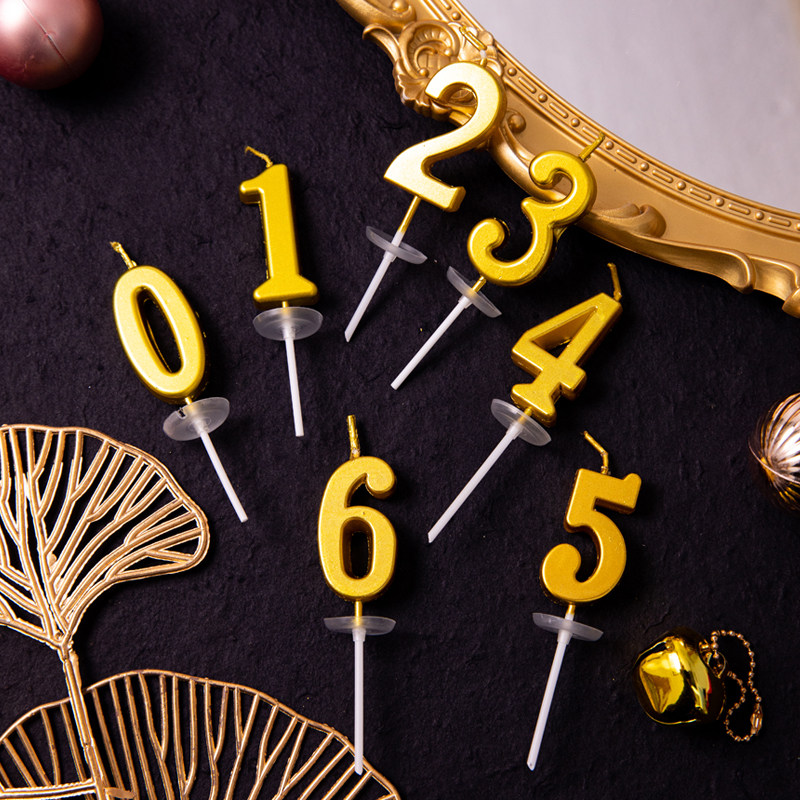 金色数字生日蜡烛儿童宝宝周岁蛋糕装饰插件网红派对甜品台摆件