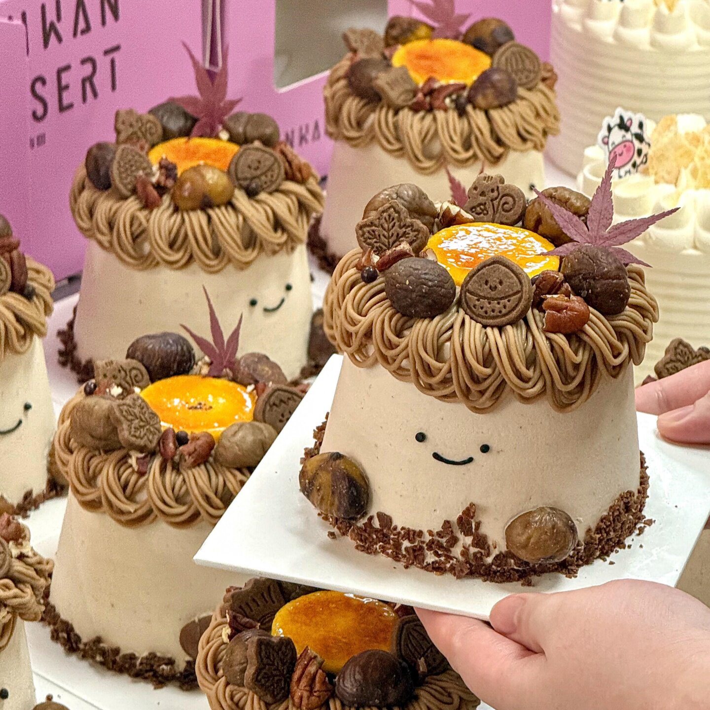 网红秋季松鼠栗子饼干蛋糕装饰摆件板栗枫叶烘焙生日甜品装扮插件
