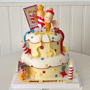 网红海绵星星苹果人蛋糕装 饰摆件卡通星仔儿童生日甜品烘焙插件